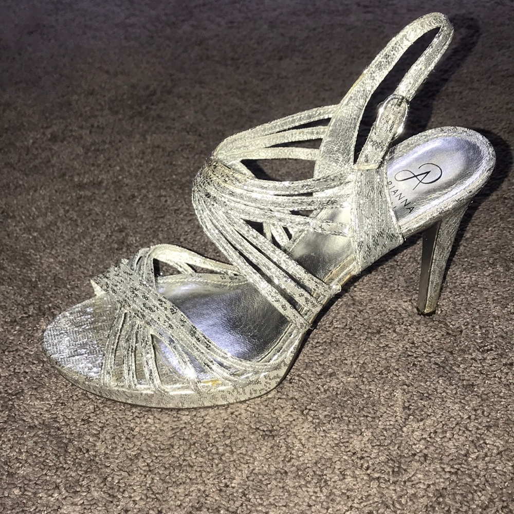 Silver Strappy Heels